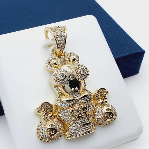 "14K Gold Plated Cubic Zircon Pendant, INUS1BR224 - Picture 3 of 9